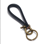 Nøglering - Keyhanger. Kernelæder. Sort. 13 cm.